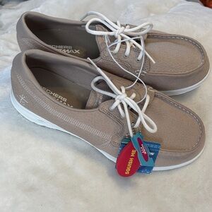 Skechers Goga Max Women’s Tan Boat Shoes